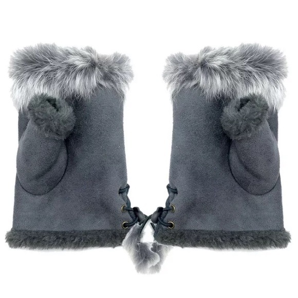 Faux fur fingerless gloves - Picture 7 of 9